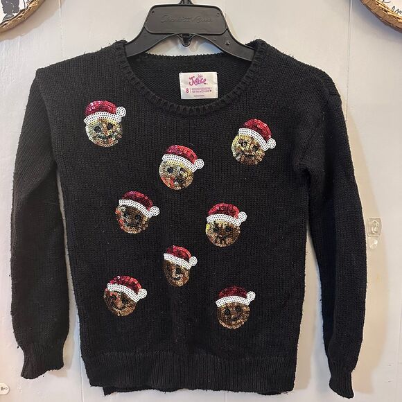 Girl’s Justice Emoji Christmas Sweater Size 8 - Picture 1 of 9